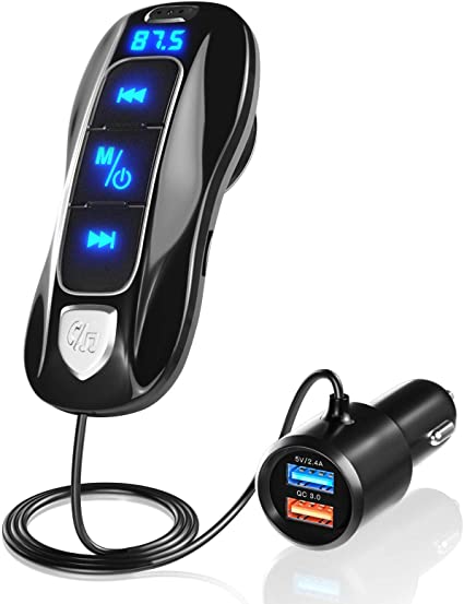 SONRU Bluetooth  FM Transmitter, Bluetooth Adapter Car Radio Audio  Transmitter Handsfree Car Kit with  USB Port,A2DP Crystal Sound -  عيــــــن